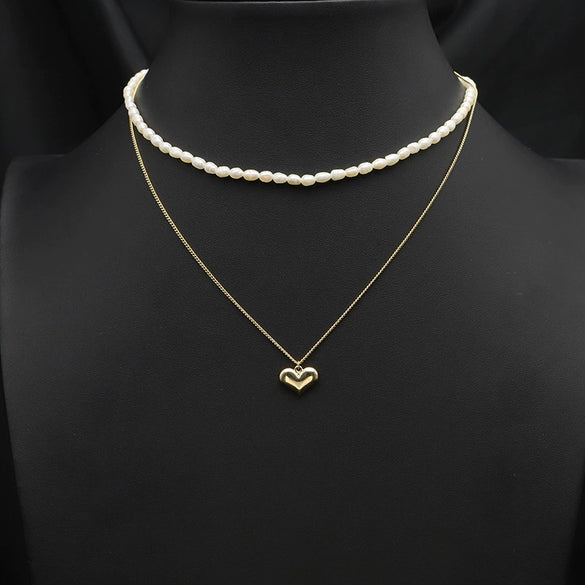 Wholesale Women's Freshwater Pearl Clavicle Chain Necklace With Geometric Design And Electroplating Treatment