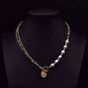 Wholesale Women's Freshwater Pearl Clavicle Chain Necklace With Geometric Design And Electroplating Treatment