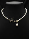 Wholesale Women's Freshwater Pearl Clavicle Chain Necklace With Geometric Design And Electroplating Treatment