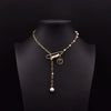 Wholesale Women's Freshwater Pearl Clavicle Chain Necklace With Geometric Design And Electroplating Treatment