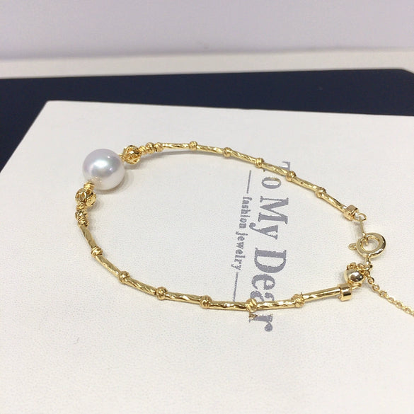 Wholesale Women's Freshwater Pearl Copper Adjustable Pineapple Bracelet With Colorpreserving Feature