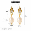 Wholesale Women's Freshwater Pearl Earrings In Geometric Style Made Of High Grade Stainless Steel With Vacuum Real Gold Electroplating In Pvd Furnace