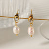 Wholesale Women's Freshwater Pearl Earrings In Geometric Style Made Of High Grade Stainless Steel With Vacuum Real Gold Electroplating In Pvd Furnace