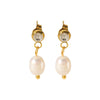 Wholesale Women's Freshwater Pearl Earrings In Geometric Style Made Of High Grade Stainless Steel With Vacuum Real Gold Electroplating In Pvd Furnace
