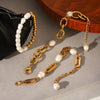 Wholesale Women's Freshwater Pearl Geometric Stainless Steel Electroplated Bracelet