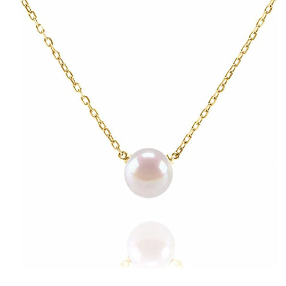 Wholesale Women's Freshwater Pearl Natural Pendant Necklace Copper 14K Gold Electroplated Geometric Ochain