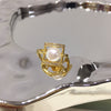 Wholesale Women's Freshwater Pearl Ring Copper Geometric Square Style