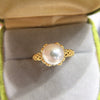 Wholesale Women's Freshwater Pearl Ring Copper Material Flat Round And Bun Round Shape With Advanced Sense And Hollow Mesh Design