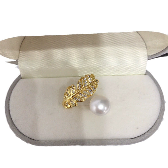 Wholesale Women's Freshwater Pearl Ring Copper Material Flat Round Rose Buns Round Shape Color Preservation Microinlaid Zircon Fashion Style