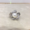 Wholesale Women's Freshwater Pearl Ring With Copper Accessories And Flower Zircon Design