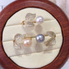 Wholesale Women's Freshwater Pearl Ring With Copper Accessories And Micro Set Zircon Leaf Design