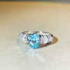 Wholesale Women's Fritillary Ring 925 Sterling Silver Geometric Fashion Electroplated Aqua Sapphire Blue Series