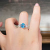Wholesale Women's Fritillary Ring 925 Sterling Silver Geometric Fashion Electroplated Aqua Sapphire Blue Series