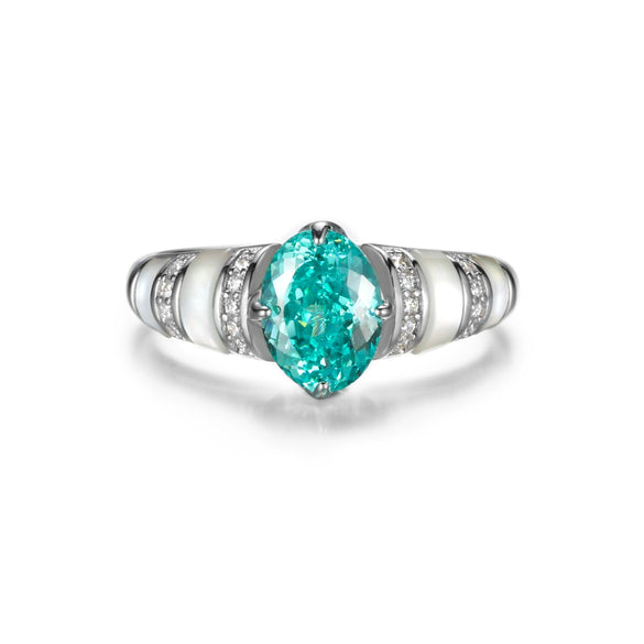 Wholesale Women's Fritillary Ring 925 Sterling Silver Geometric Fashion Electroplated Aqua Sapphire Blue Series
