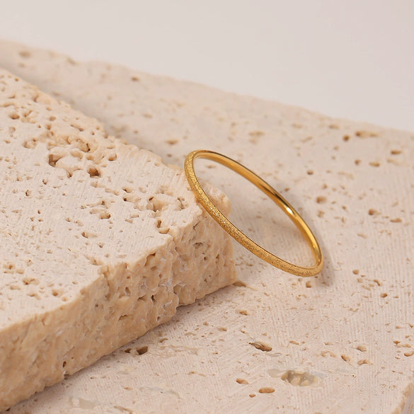Wholesale Women's Frosted Stainless Steel Geometric Ring With 18K Gold Electroplating Non Fading Niche Jewelry Ins Fashion Style