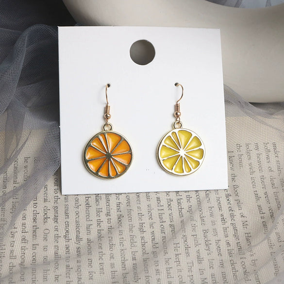 Wholesale Women's Fruit Earrings With Red Strawberry Yellow Pineapple Watermelon Lemon Pendant Alloy Electroplated
