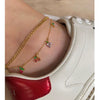 Wholesale Women's Fruit Patterned Anklet With Goldplated Artificial Gemstones And Semiprecious Stones