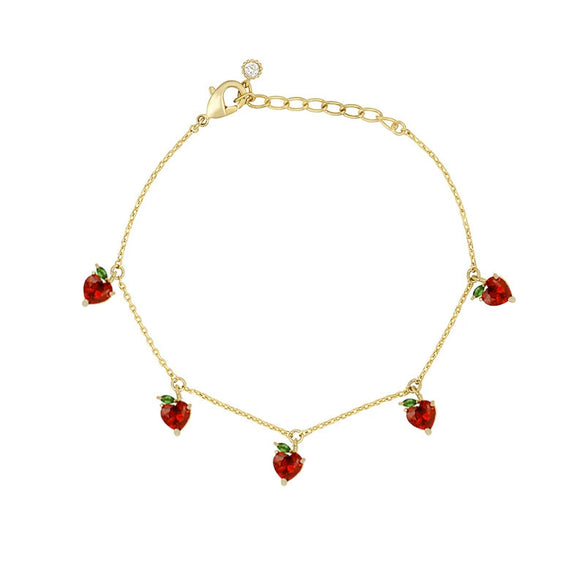 Wholesale Women's Fruit Patterned Anklet With Goldplated Artificial Gemstones And Semiprecious Stones