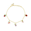 Wholesale Women's Fruit Patterned Anklet With Goldplated Artificial Gemstones And Semiprecious Stones