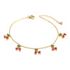 Wholesale Women's Fruit Patterned Anklet With Goldplated Artificial Gemstones And Semiprecious Stones