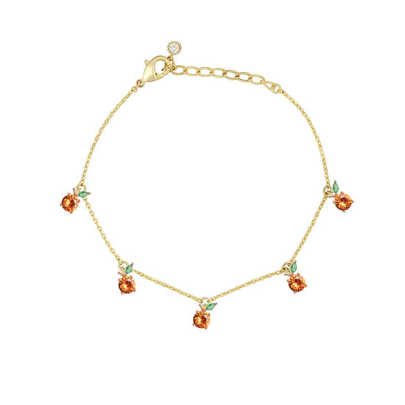 Wholesale Women's Fruit Patterned Anklet With Goldplated Artificial Gemstones And Semiprecious Stones