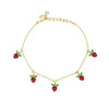 Wholesale Women's Fruit Patterned Anklet With Goldplated Artificial Gemstones And Semiprecious Stones