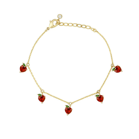 Wholesale Women's Fruit Patterned Anklet With Goldplated Artificial Gemstones And Semiprecious Stones