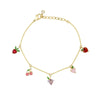 Wholesale Women's Fruit Patterned Anklet With Goldplated Artificial Gemstones And Semiprecious Stones