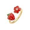 Wholesale Women's Fruit Shape Copper Ring With Dripping Oil Design And Sweet Style