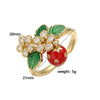 Wholesale Women's Fruit Shape Copper Ring With Dripping Oil Design And Sweet Style