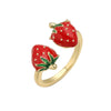 Wholesale Women's Fruit Shape Copper Ring With Dripping Oil Design And Sweet Style