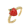 Wholesale Women's Fruit Shape Copper Ring With Dripping Oil Design And Sweet Style