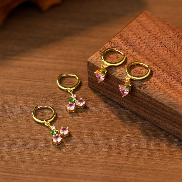 Wholesale Women's Fruit Shape S925 Sterling Silver Inlaid Zircon Earrings