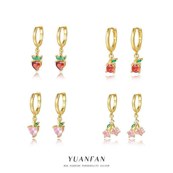 Wholesale Women's Fruit Shape S925 Sterling Silver Inlaid Zircon Earrings