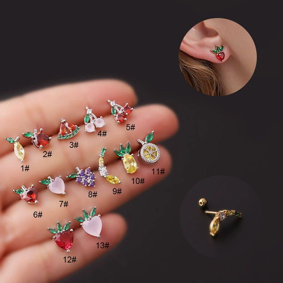 Wholesale Women's Fruit Shape Titanium Steel Stud Earrings Electroplated
