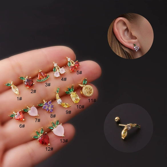 Wholesale Women's Fruit Shape Titanium Steel Stud Earrings Electroplated