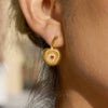 Wholesale Women's Fruit Shaped Stainless Steel Electroplated Red Rhinestone Cherry Earrings