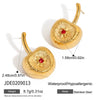 Wholesale Women's Fruit Shaped Stainless Steel Electroplated Red Rhinestone Cherry Earrings