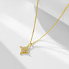 Wholesale Women's Full Diamond Eight Awn Star 925 Silver Necklace With Cross Chain Pendant