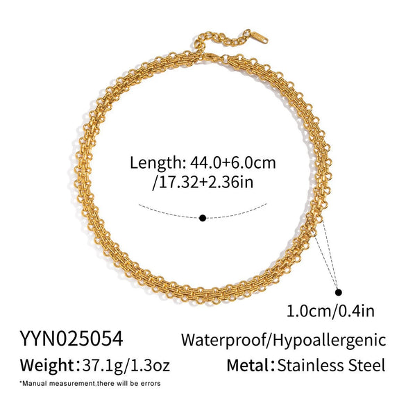 Wholesale Women's Future Style Geometric Heart Horseshoe 18K Real Gold Plated Handmade Chain Necklace Jewelry