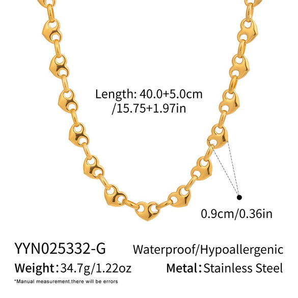 Wholesale Women's Future Style Geometric Heart Horseshoe 18K Real Gold Plated Handmade Chain Necklace Jewelry