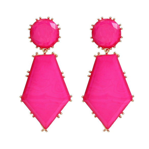 Wholesale Women's Geometric Acetate Plate Earrings With Electroplating Round Hexagonal Design