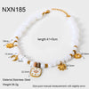 Wholesale Women's Geometric Acrylic Beaded Stainless Steel Electroplated Pendant Necklace