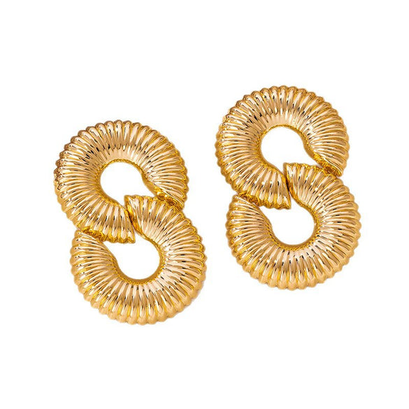 Wholesale Women's Geometric Alloy And Stainless Steel Electroplated Hollow Twist Thread Earrings