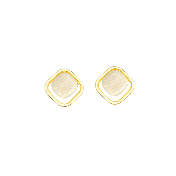 Wholesale Women's Geometric Alloy Earrings With 225 Silver Needles And Cat's Eye Stones Electroplated