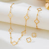 Wholesale Women's Geometric Alloy Electroplated Clover Bracelet And Necklace Jewelry