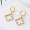 Wholesale Women's Geometric Alloy Electroplated Diamondencrusted Fourleaf Clover Fashion Earrings