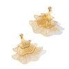 Wholesale Women's Geometric Alloy Electroplated Doublelayer Fivepetal Flower And Striped Leaf Tassel Earrings