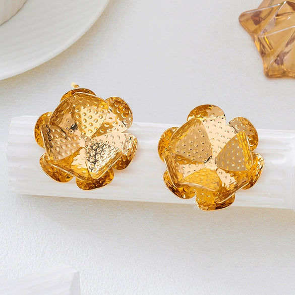 Wholesale Women's Geometric Alloy Electroplated Flower Earrings Accessories