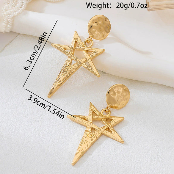 Wholesale Women's Geometric Alloy Electroplated Hollow Fivepointed Star Earrings